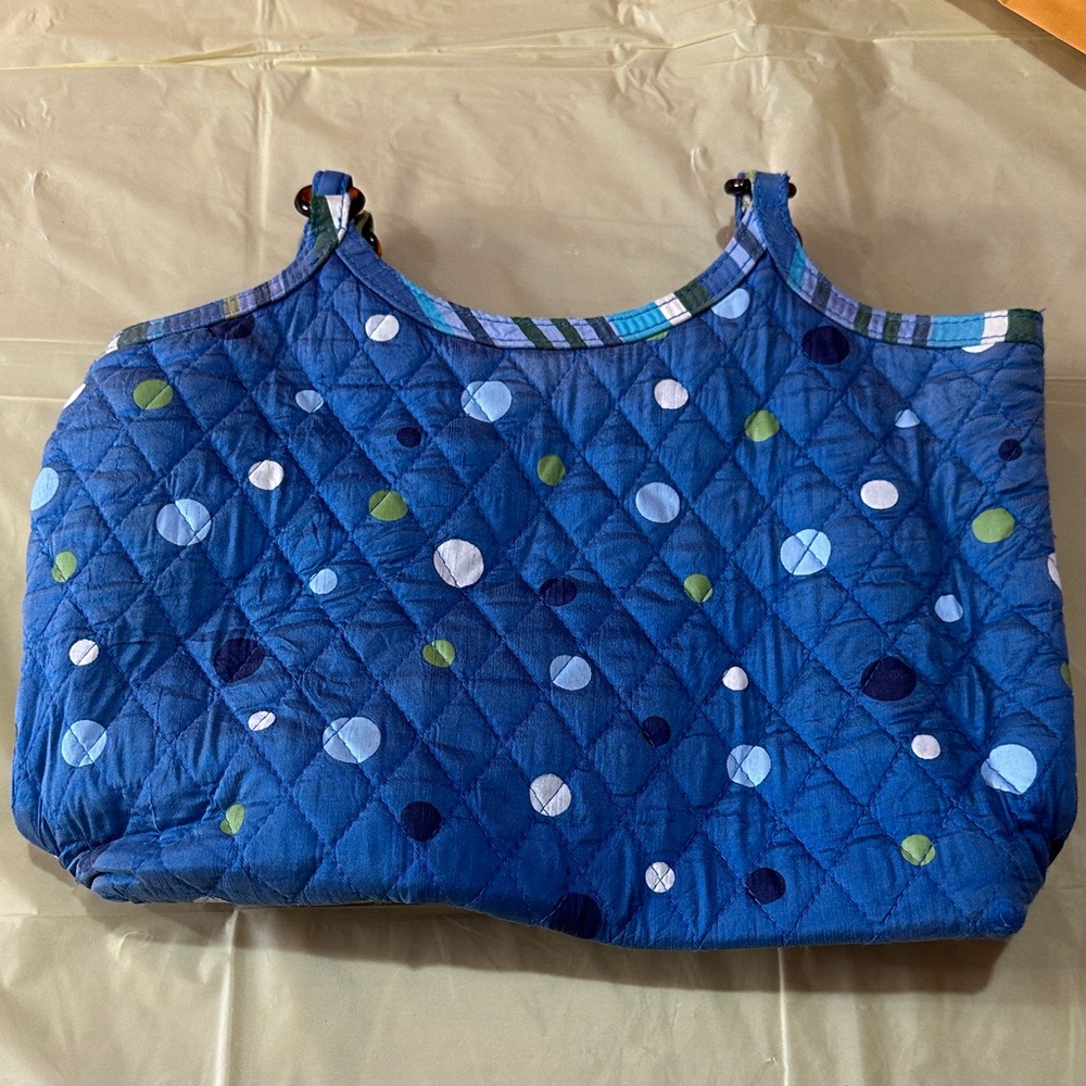 Vera Bradley Blue Quilted Polka Dot Tote Bag